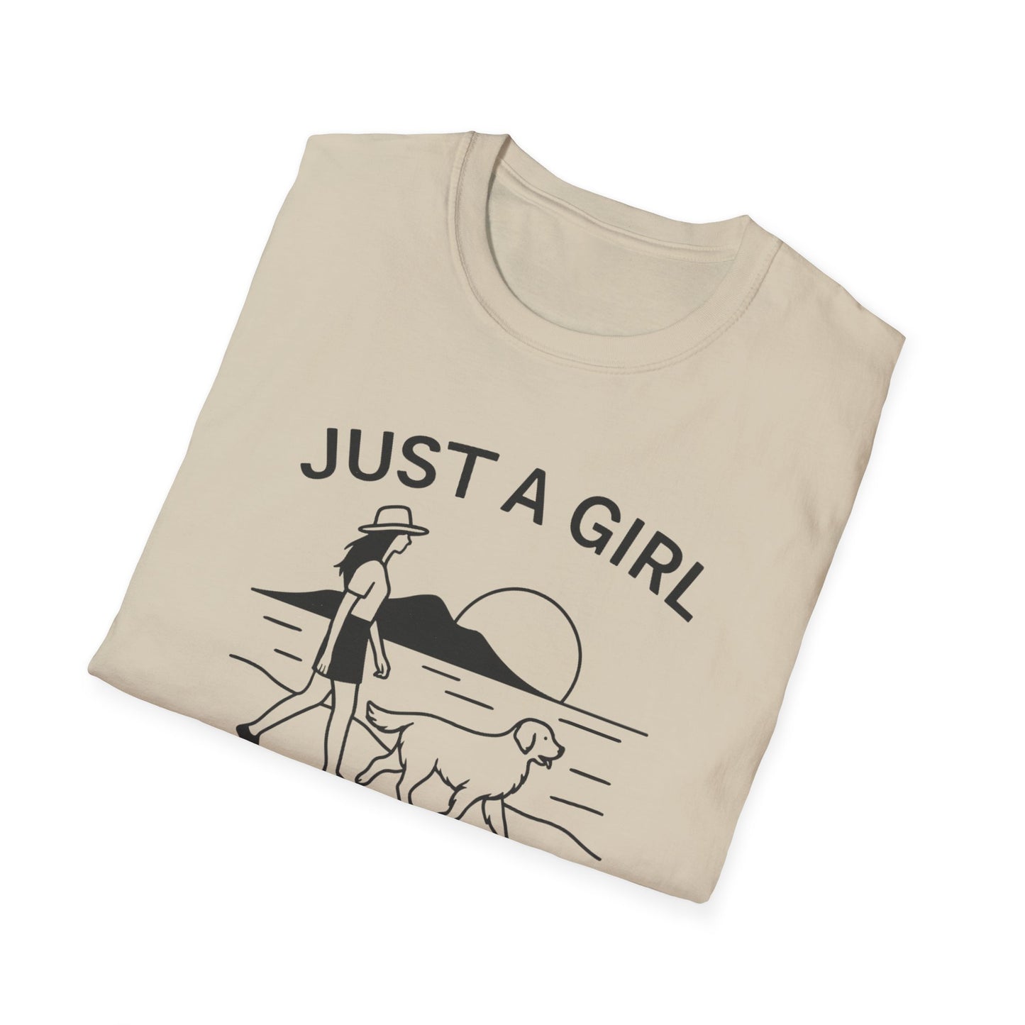 Girl and Dog Chasing Sunsets T-Shirt