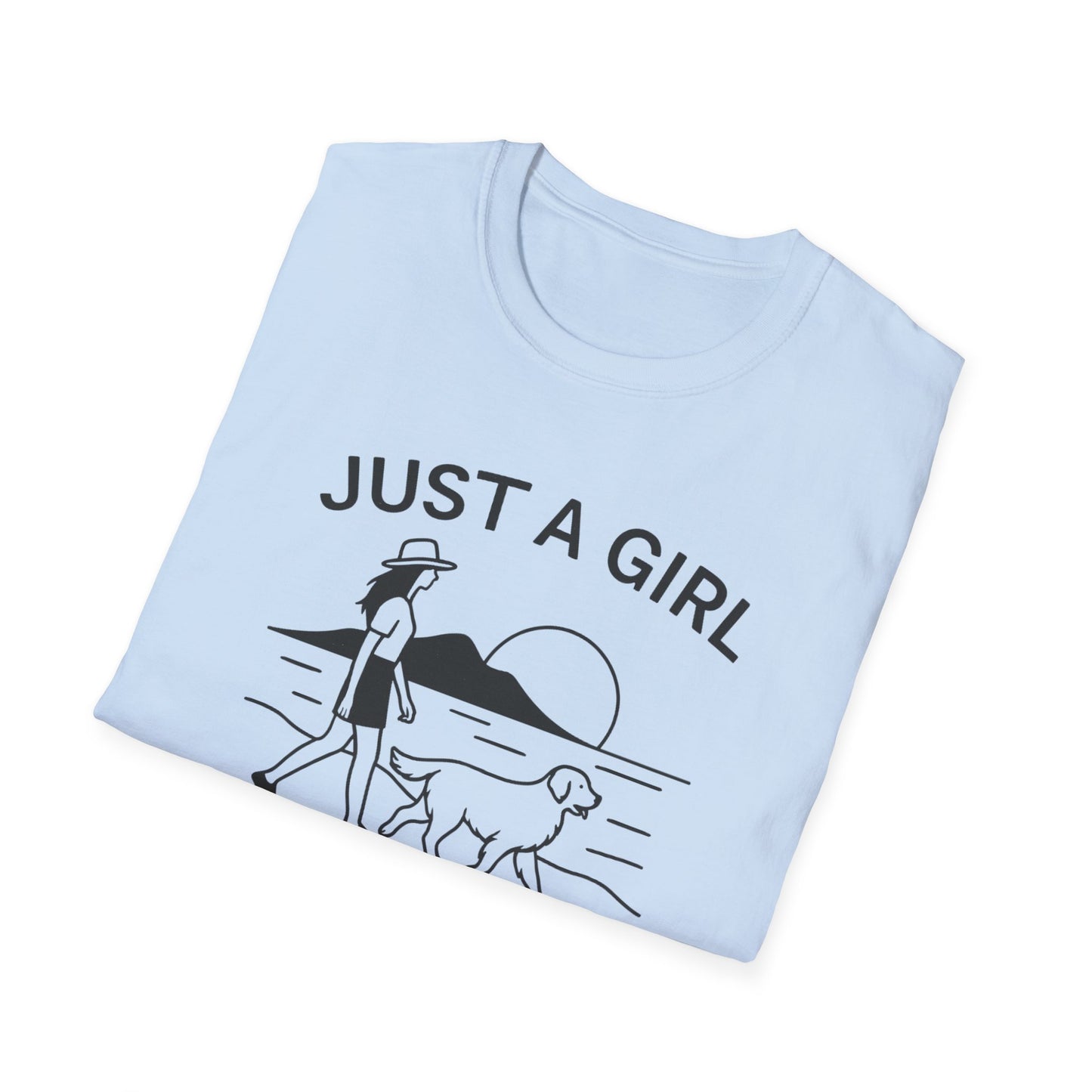 Girl and Dog Chasing Sunsets T-Shirt