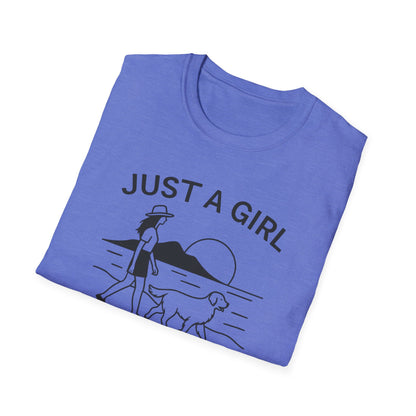 Girl and Dog Chasing Sunsets T-Shirt