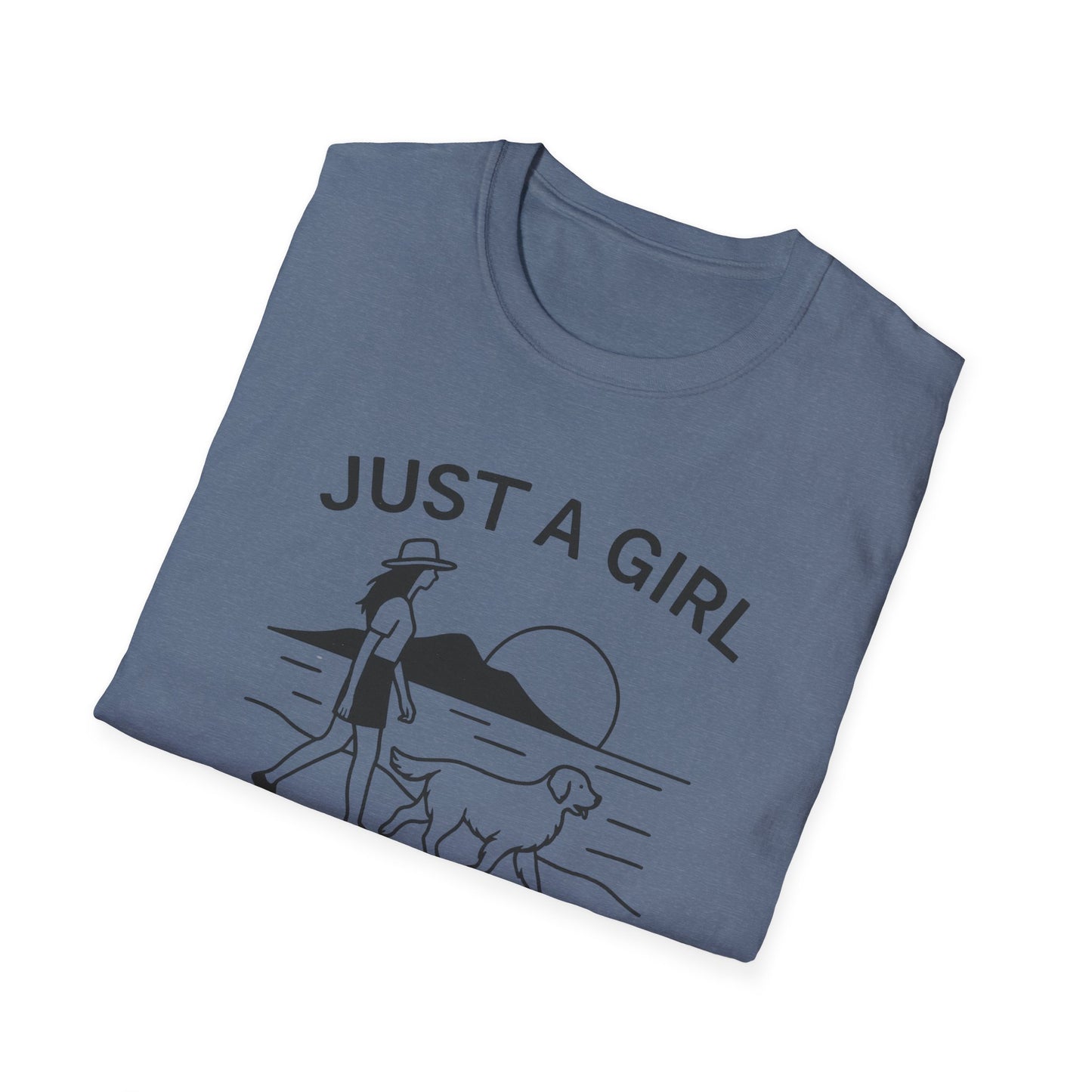 Girl and Dog Chasing Sunsets T-Shirt