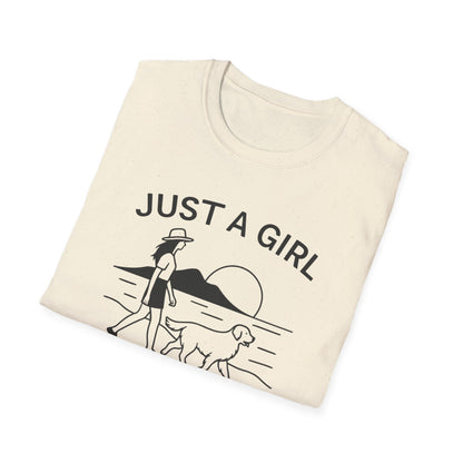 Girl and Dog Chasing Sunsets T-Shirt