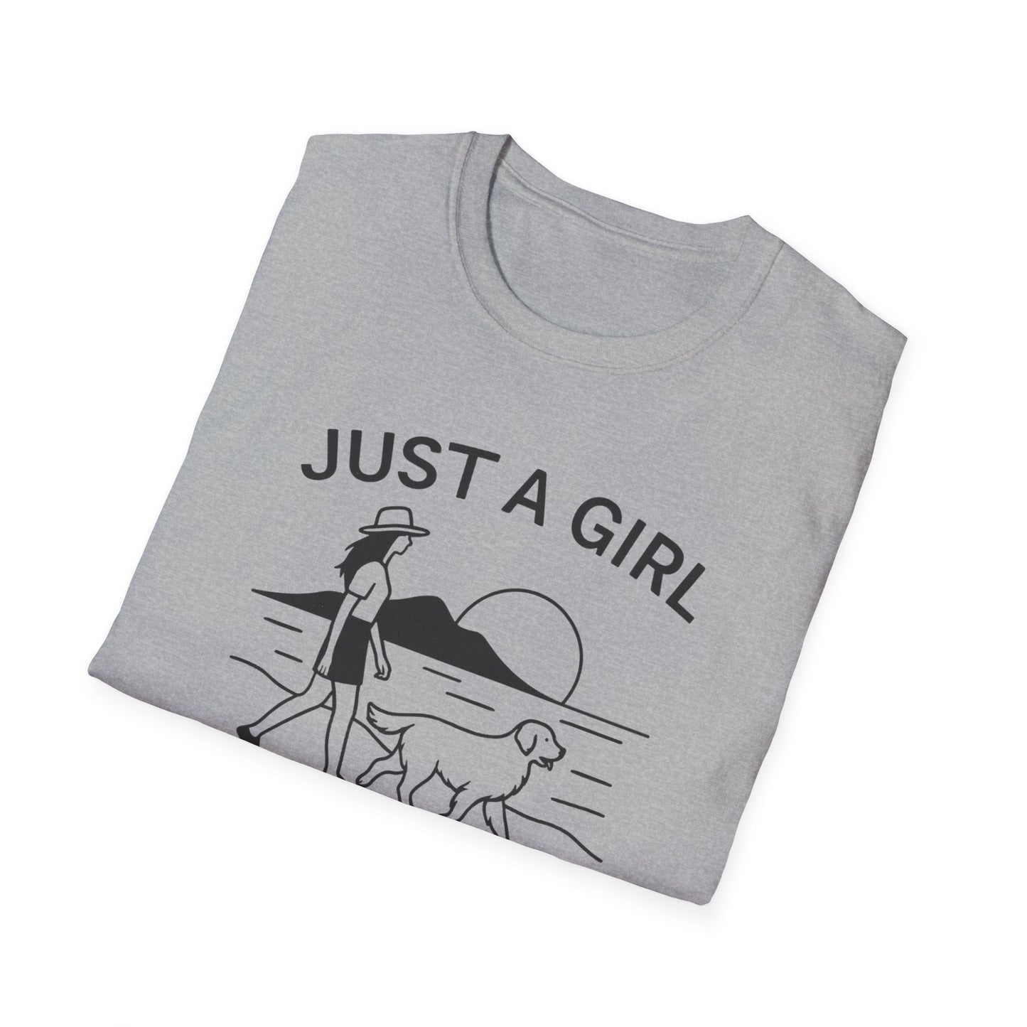 Girl and Dog Chasing Sunsets T-Shirt