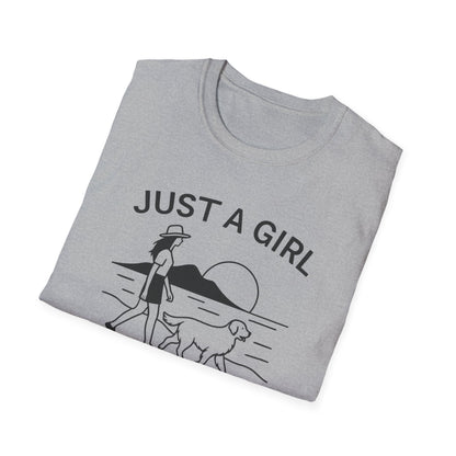 Girl and Dog Chasing Sunsets T-Shirt