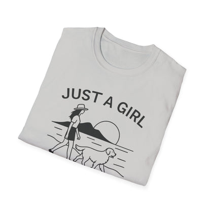 Girl and Dog Chasing Sunsets T-Shirt