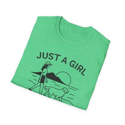 Girl and Dog Chasing Sunsets T-Shirt
