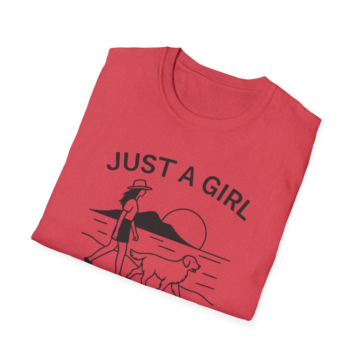 Girl and Dog Chasing Sunsets T-Shirt